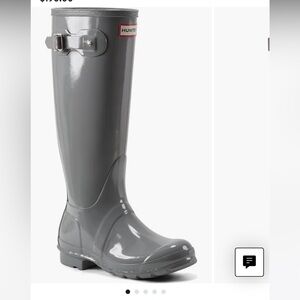 Hunter Tall Gray Gloss Rain Boots - Size 9